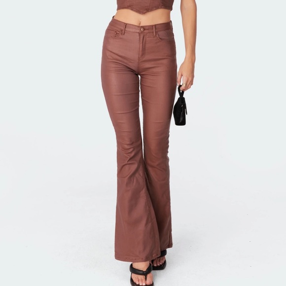 Pants & Jumpsuits Edikted Brown Leather Pants Poshmark